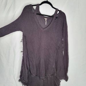 Free People open shoulder, vneck, sweater